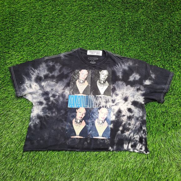 Aaliyah Cropped Shirt Womens Large 21x18 Black Pop - Picture 1 of 11